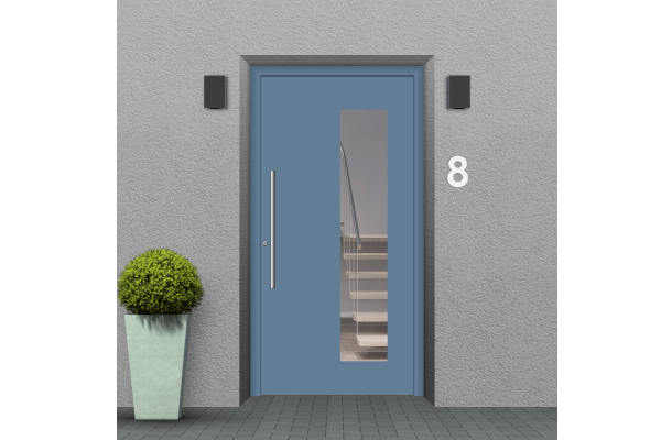 Haustür Aluminium Taubenblau